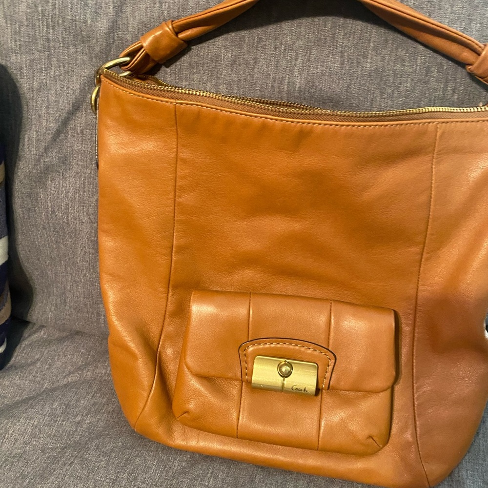 Gently used camel colored coach hobo purse